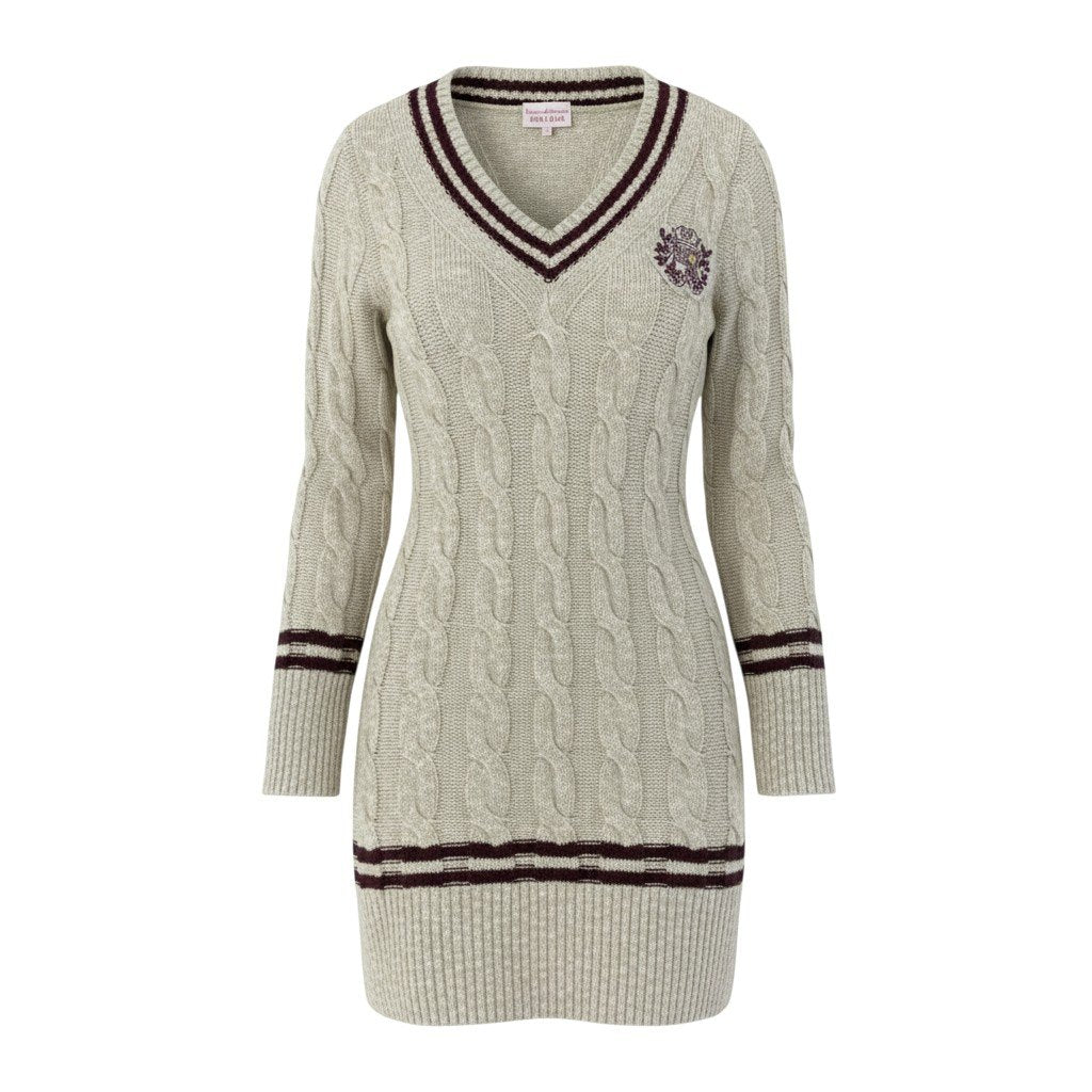 86a15 Vivienne Westwood RED LABEL ヴィヴィアンウエストウッド レッドレーベル ロゴワッペン スクールニット ニットセーター サイズ2 アイボリー レディース ロング丈 トップスk02i