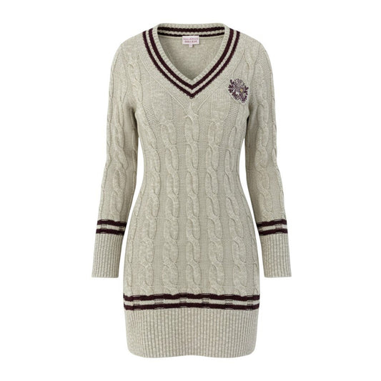 86a15 Vivienne Westwood RED LABEL ヴィヴィアンウエストウッド レッドレーベル ロゴワッペン スクールニット ニットセーター サイズ2 アイボリー レディース ロング丈 トップスk02i