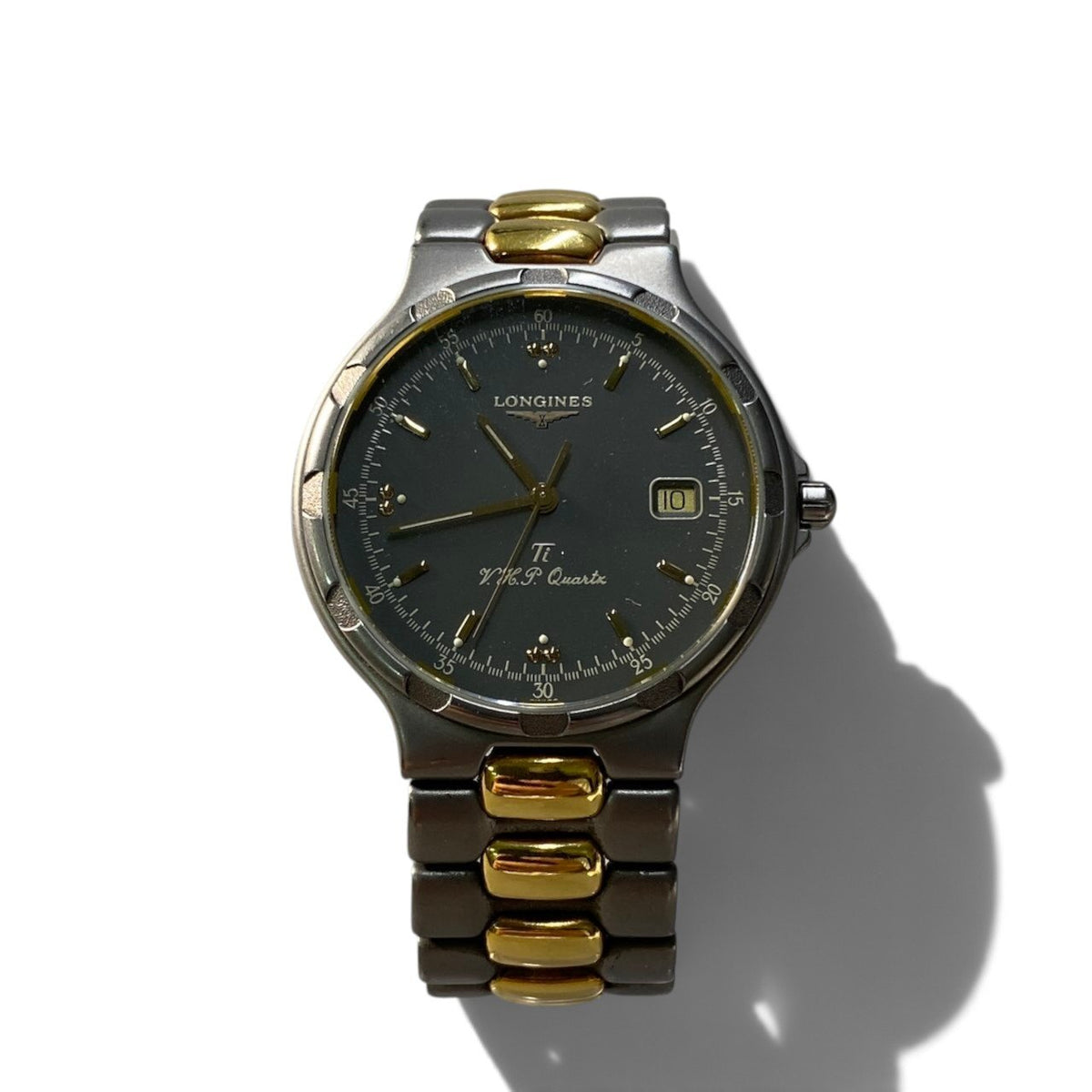 i10 稼働品 LONGINES ロンジン Conquest Ti コンクエスト チタン VHP クォーツ 腕時計 シルバー ゴールド メンズu02t