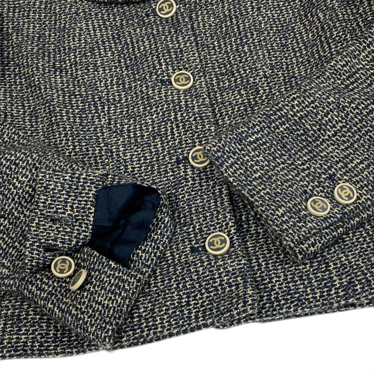 i22 CHANEL シャネル 01A ココマーク ショート丈 ツイードジャケット CC Cropped Tweed Jacket P18627 Size42t18r