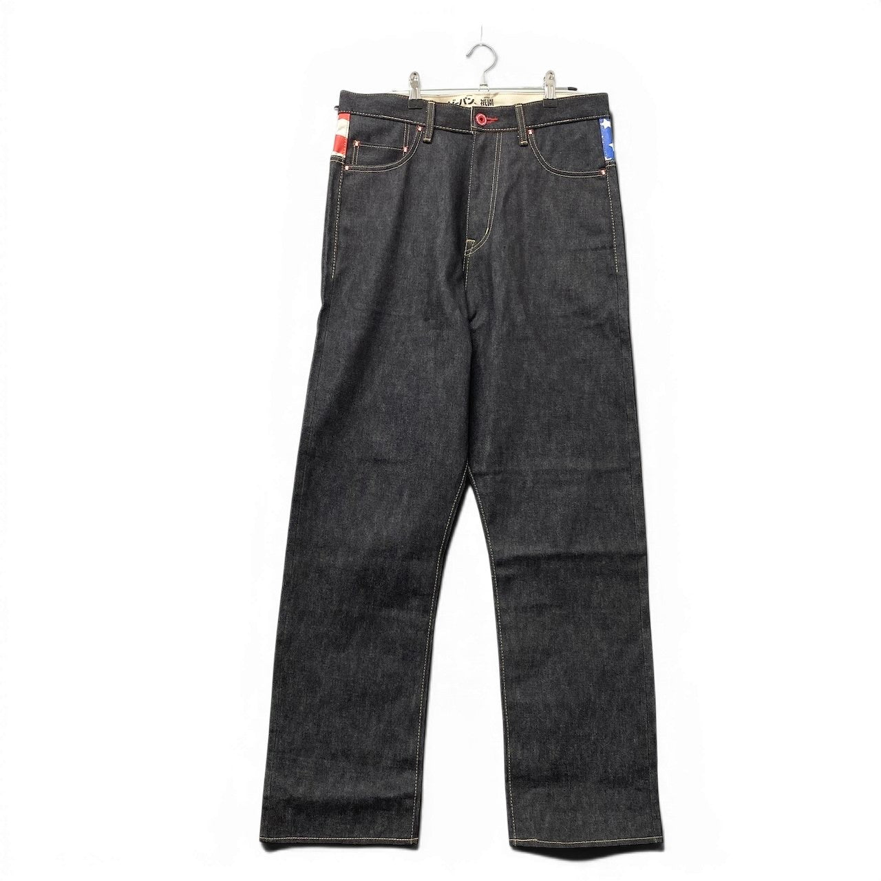 83e15《未使用品》 CUNE. キューン US国旗 アイコンうさぎ ブラックデニムパンツ サイズ34 祇園スタイル タグ付 DENIM PANTSt18r