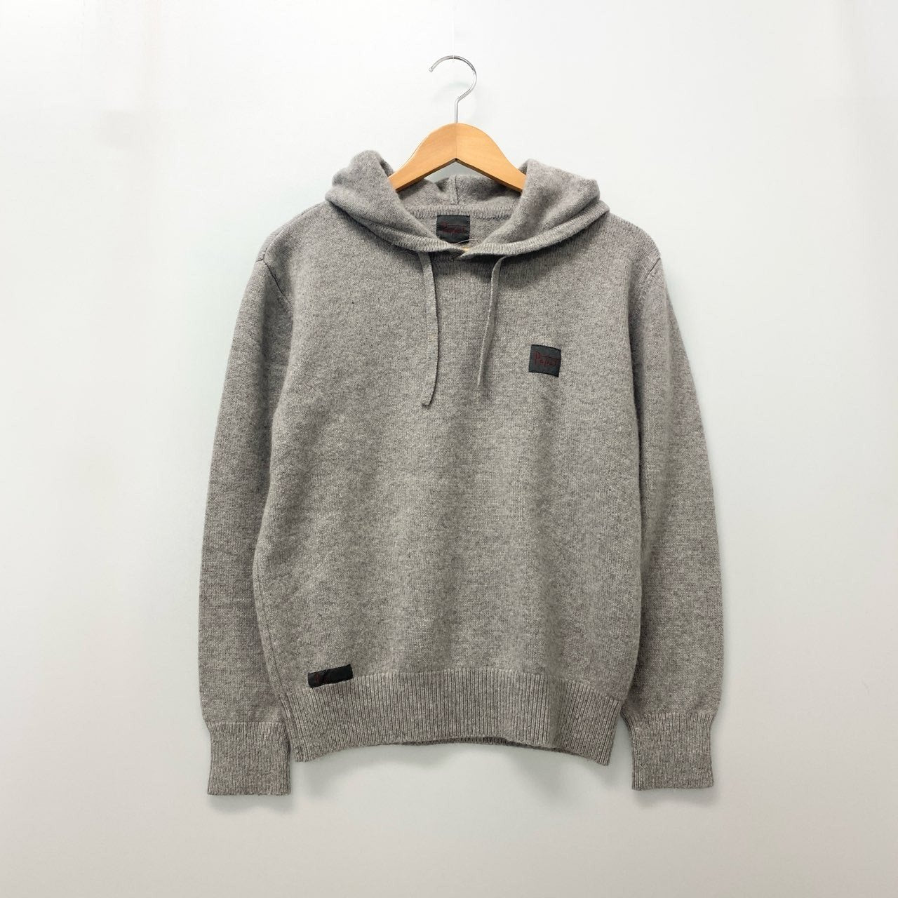 51c13 Papas パパス ロゴパッチ ニットパーカー トップス S グレー カシミヤ混ウール メンズu02t