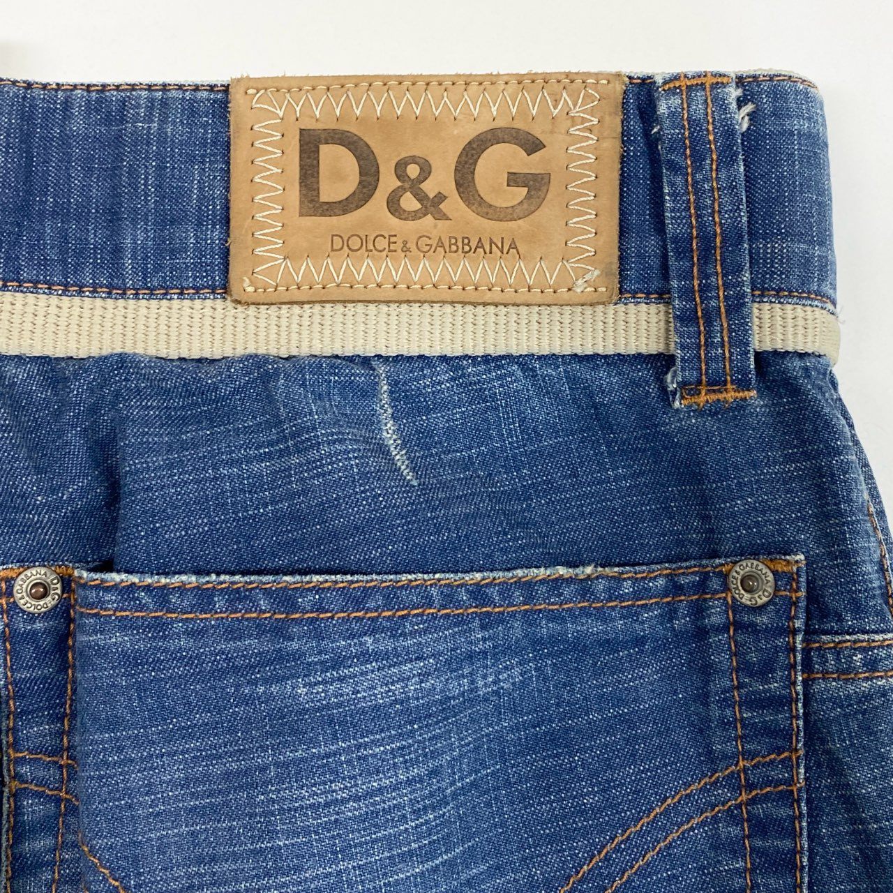 84L19 DOLCE&GABBANA ドルチェアンドガッパーナ 00`s vintage ダメージデニム カーゴパンツ ペイント加工 29 / 43 インディゴブルー コットン100％k02i