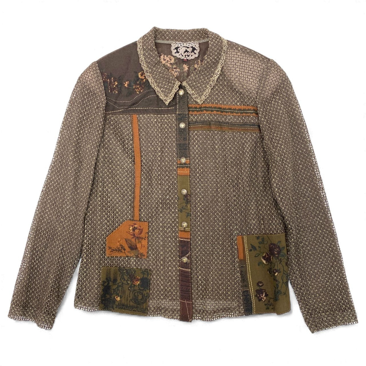 11k28《美品》 import rossa インポートロッサ セットアップ 花柄 ジャケット スカート 42 ブラウン レディースu02t