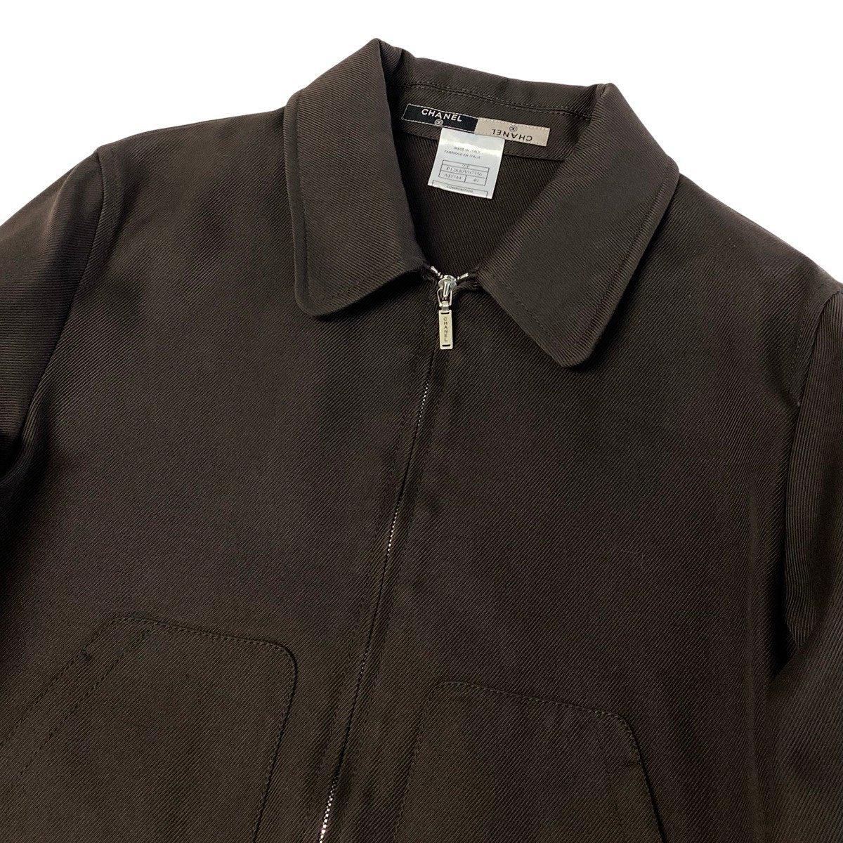 j16 CHANEL シャネル 99P ロゴジップアップ ジャケット Vintage Logo Zip-Up Jacket Brown P12840 Size 40 ブラウンt18r