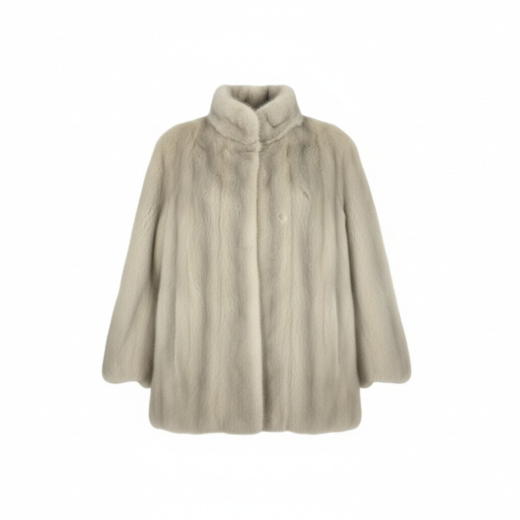 33L10 サファイアミンク ファーコート サイズ11号 シルバーグレー 本毛皮 MINK FUR ポケット有t18r