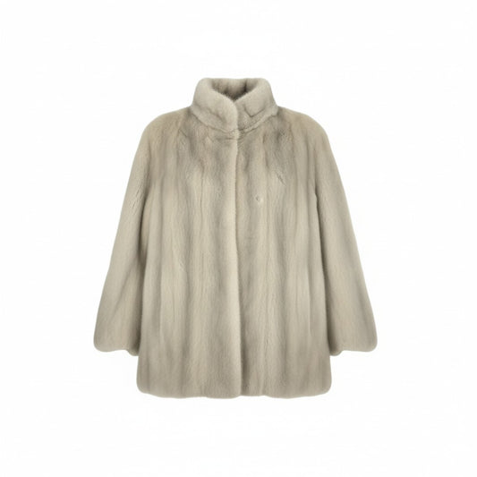 33L10 サファイアミンク ファーコート サイズ11号 シルバーグレー 本毛皮 MINK FUR ポケット有t18r