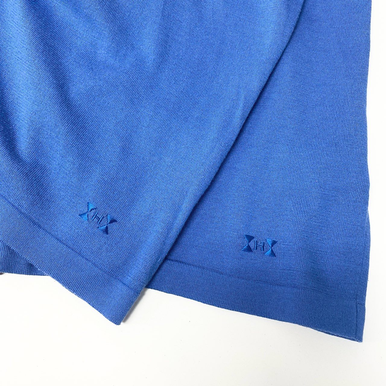 Ea29 HERMES エルメス アンサンブル 長袖カーディガン 半袖ニット 刺繍 イタリア製 40サイズ ブルー レディース 女性用o07t