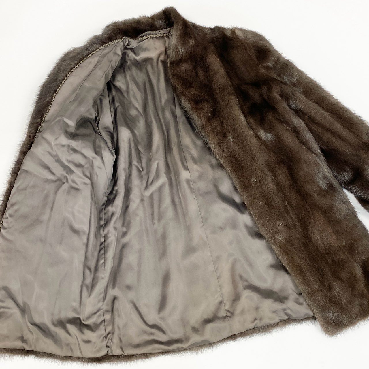 50j24 最高級毛皮 ブルーアイリスミンク ミンクコート 毛皮コート セミロングコート サイズ11 ブラウン系 ミンクファー レディースu02t