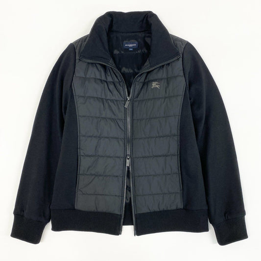 51f3 BURBERRY GOLF バーバリーゴルフ 中綿ジャケット ダブルジップアップ ブルゾン ホースロゴ 異素材切替 サイズ2 ブラック メンズ ゴルフウェア スポーツ メンズ