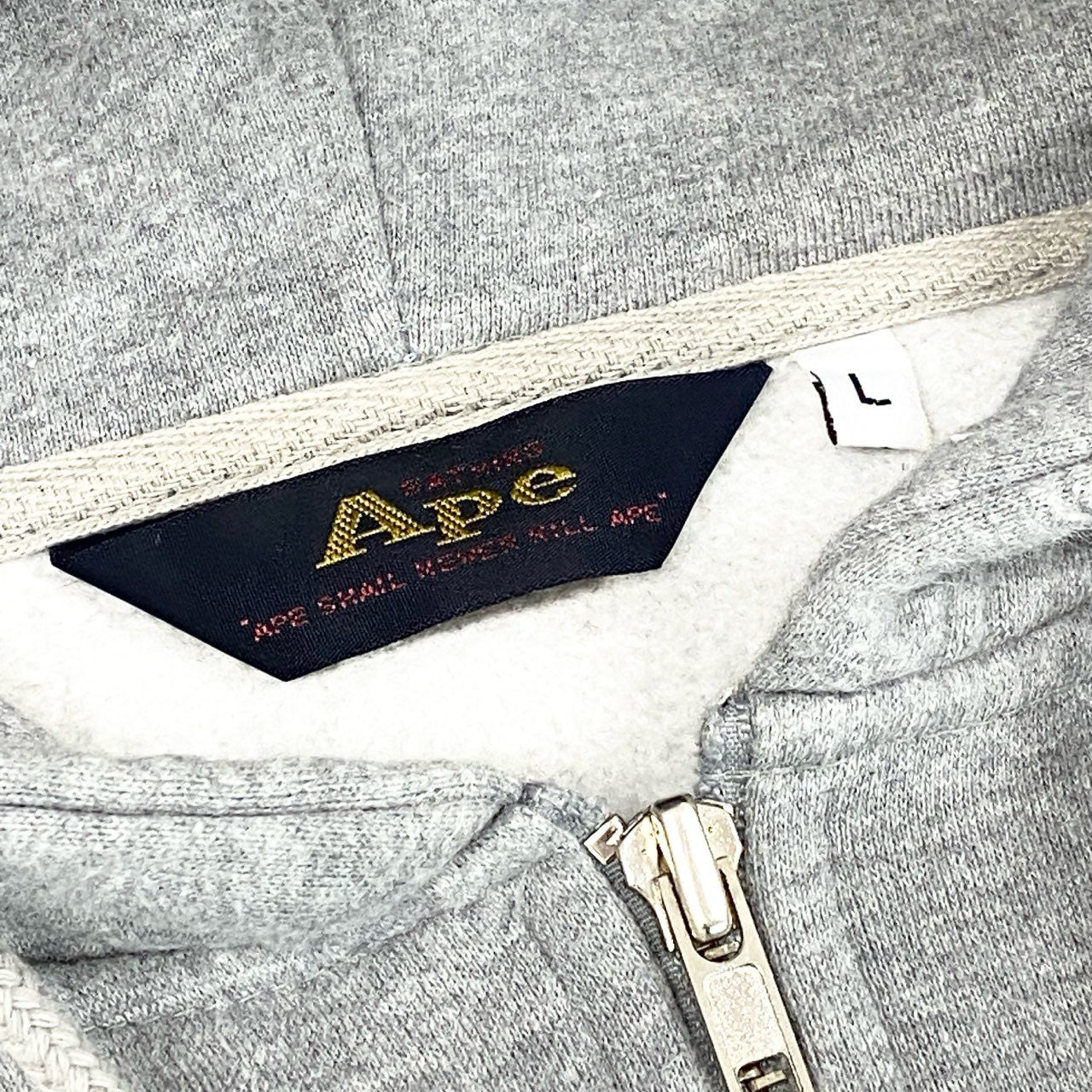 49f2 A BATHING APE アベイシングエイプ 初期 ジップパーカー ロゴジップフーディ トップス バックプリント VINTAGE ヴィンテージ Lサイズ グレー コットン