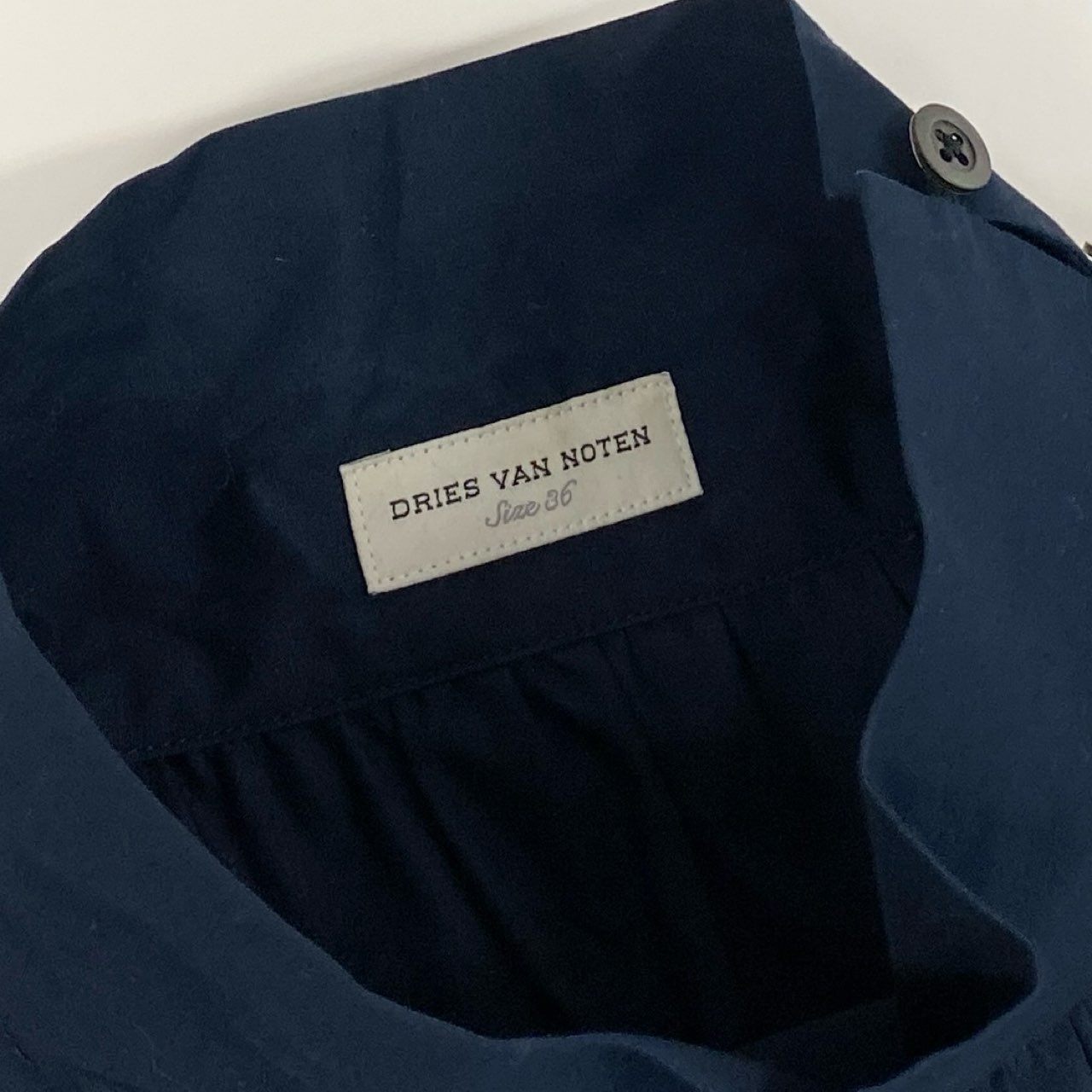 Ab22 DRIES VAN NOTEN ドリスヴァンノッテン ハイネック ノースリーブワンピース 裾フリル レディース 女性服 サイズ36 ネイビー コットン100％u02t