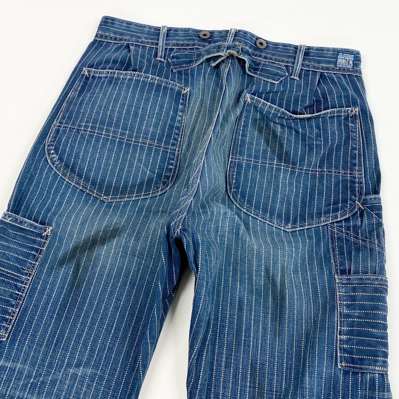33L4 DOUBLE RL ダブルアールエル RRL ストライプ デニムペインターパンツ 32 インディゴブルー Ralph Lauren ラルフローレン USA製 ジーンズt18r