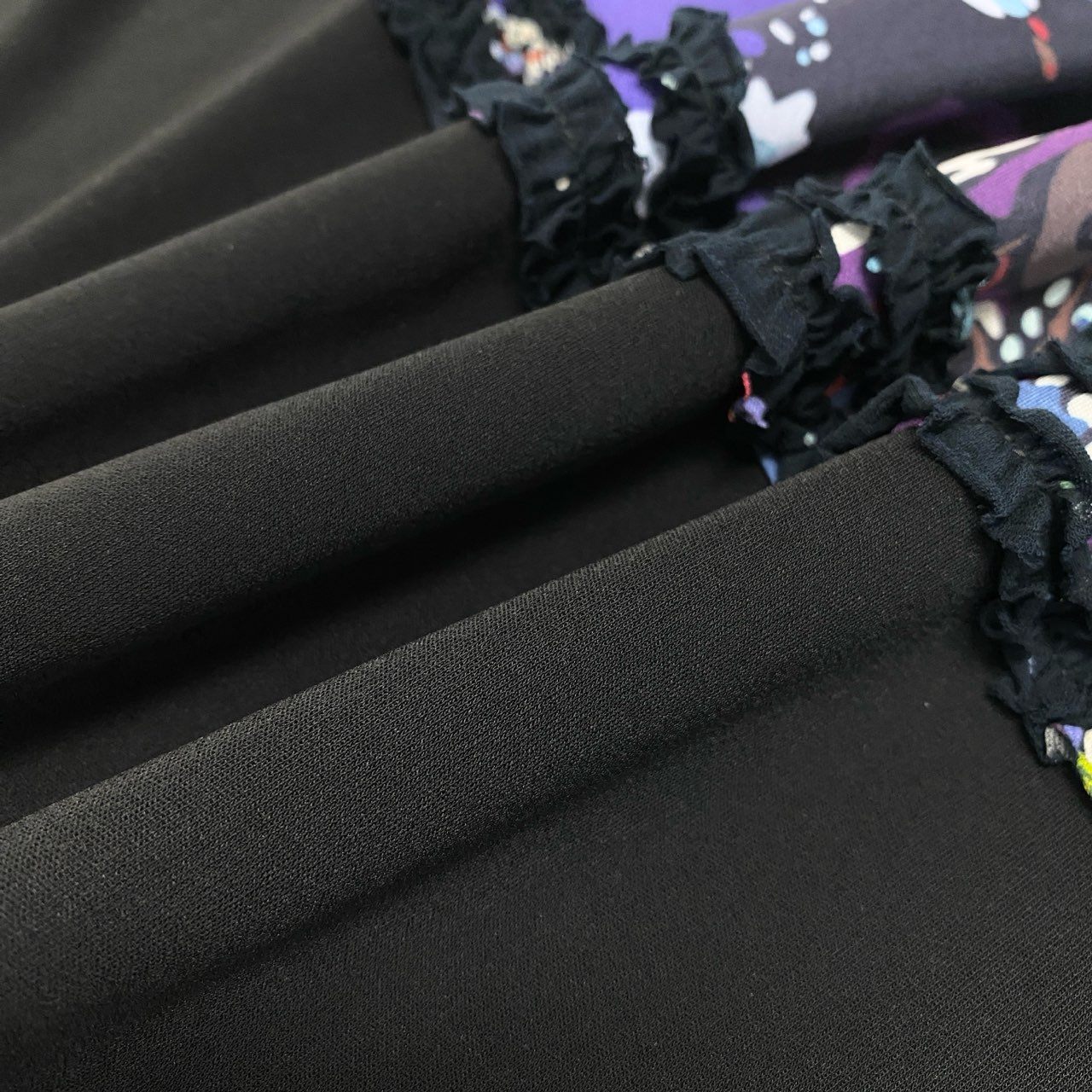 17c2 【美品】 TOKUKO 1er VOL トクコプルミエヴォル ノースリーブワンピース ロングワンピース 総柄 フリル ストレッチ レディース 女性服 サイズ9 ブラックu02t