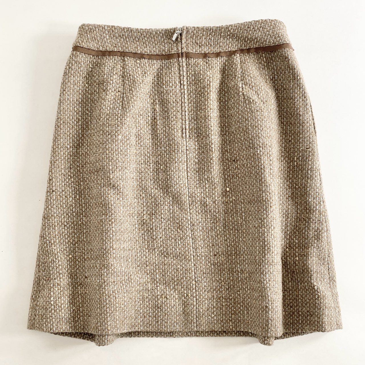 4j17 FOXEY フォクシー Skirt Tweed Trapeze ツイードスカート 38775 40 ブラウン カシミヤ混 日本製