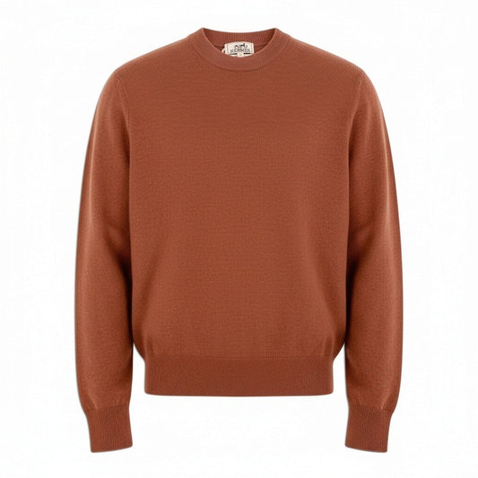 Mj9 【未使用タグ付】 HERMES エルメス マイヨン シェーヌ ダンクル クルーネックセーター サイズXS ブラウン系 カシミヤ100％ メンズu02t