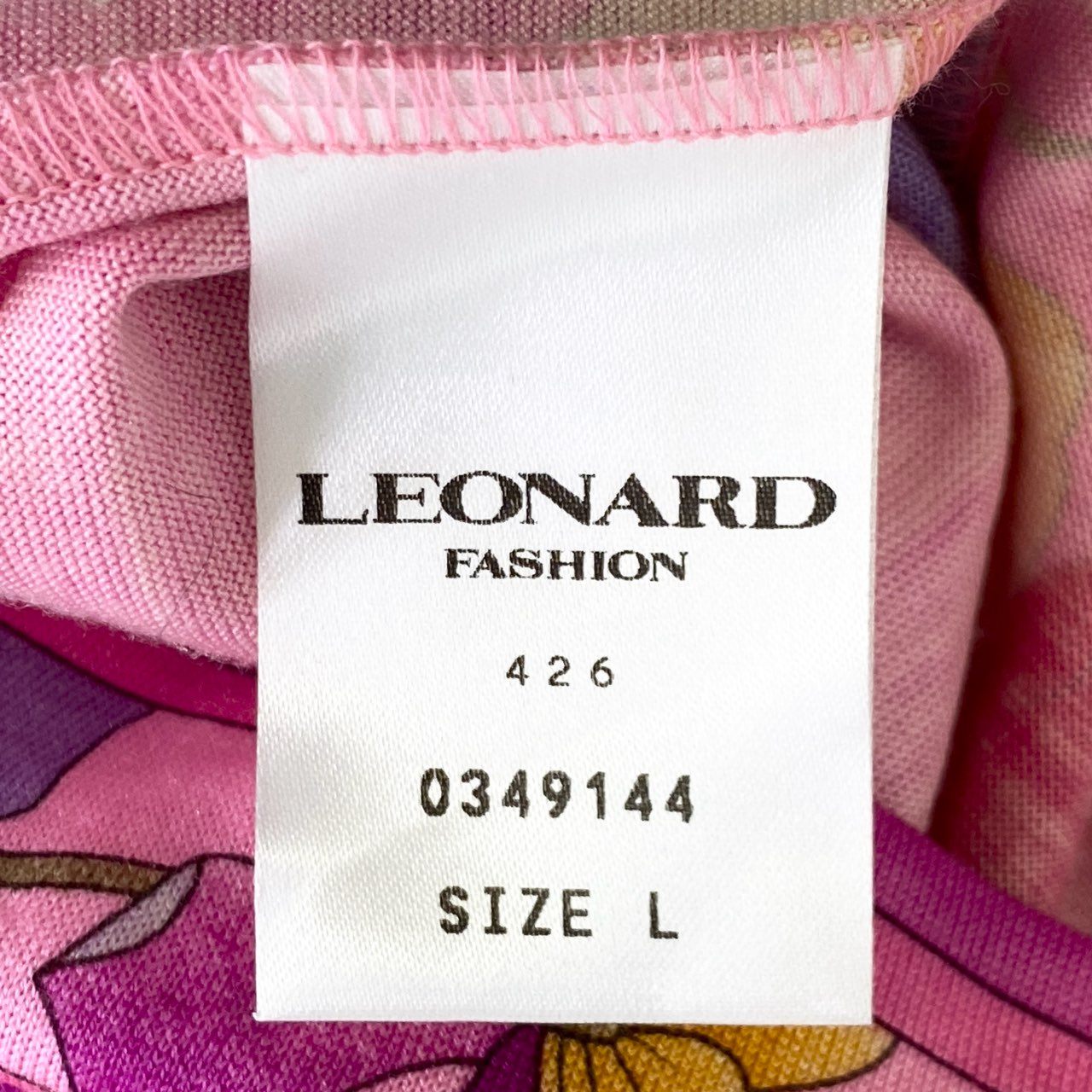 13j16 LEONARD レオナール 美しい花柄プリント 長袖カットソー 0349144 L ピンク バックジップ Flour Print 日本製