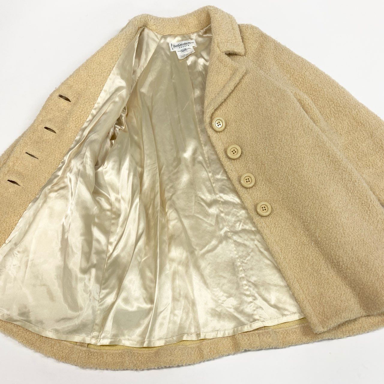 Ab13【美品】YvesSsintLaurent イヴサンローラン ヴィンテージ ボアコート フランス製 Shaggy Boa Coat 38サイズ ベージュ レディース 女性用ta1