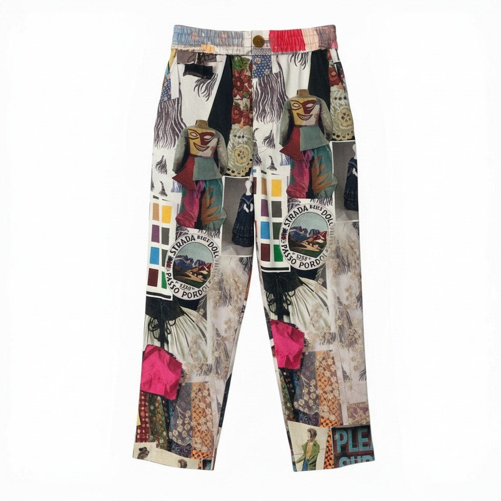 84c27【美品】Vivienne Westwood MAN ヴィヴィアンウエストウッド マン 23SS ムードボードプリント テーパードパンツ ボタンフライ パンツボトム VW-V1-72737 44サイズ マルチカラー コットン100％ メンズ 男性用u02t