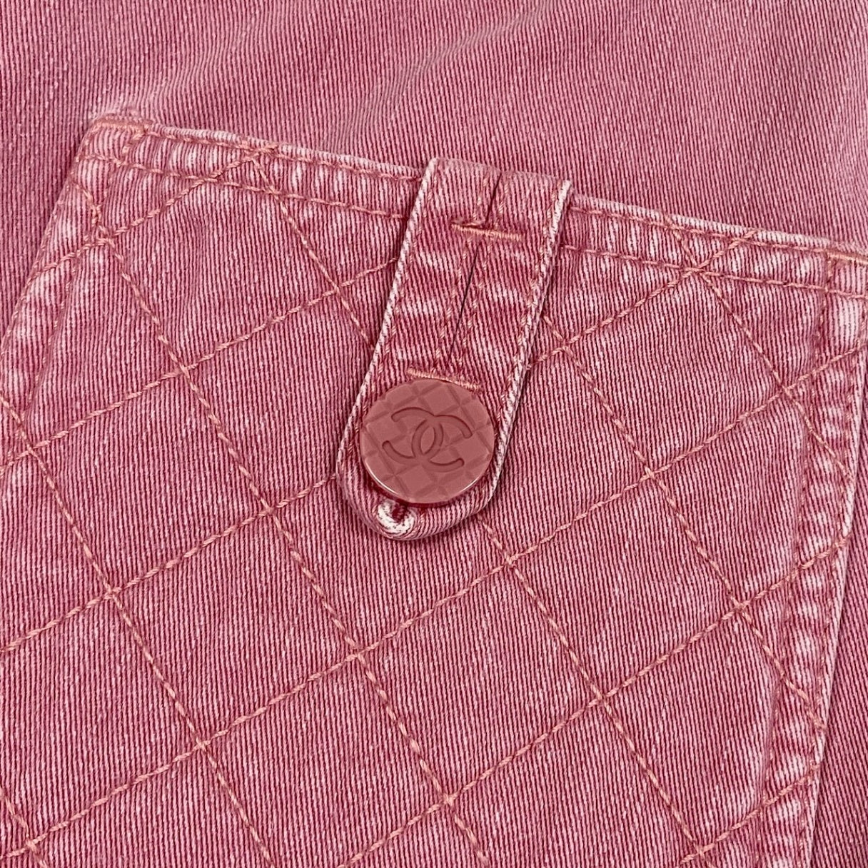 e1 CHANEL ココマーク マトラッセ クロップド丈デニム P22532V13443 38サイズ ピンク レディース 女性用ta1