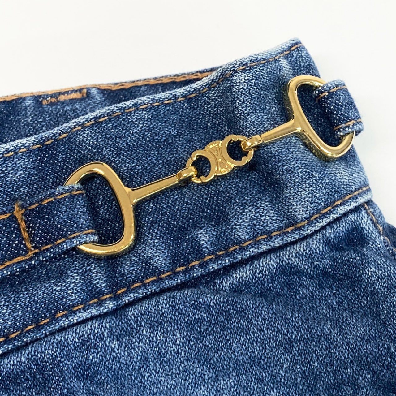 10a13 CELINE セリーヌ フレアデニム ジーンズ トリンオフ インディゴ レディース 女性用 N551 861N 08SS 26 コットン100％o07t