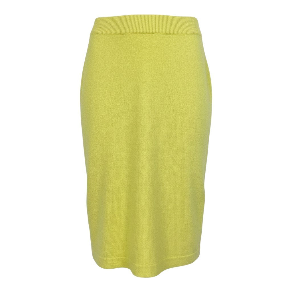 Cc6 90’s Vintage CHANEL ヴィンテージ シャネル カシミヤ100％ ニットスカート カシミヤスカート サイズL イエロー系 カシミヤ100 レディース スカートk02i