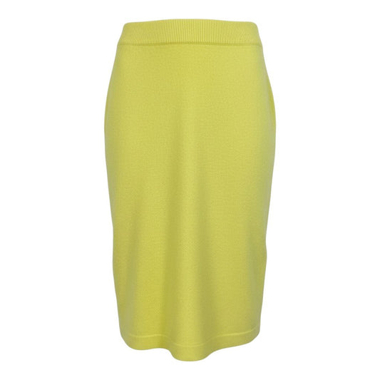 Cc6 90’s Vintage CHANEL ヴィンテージ シャネル カシミヤ100％ ニットスカート カシミヤスカート サイズL イエロー系 カシミヤ100 レディース スカートk02i