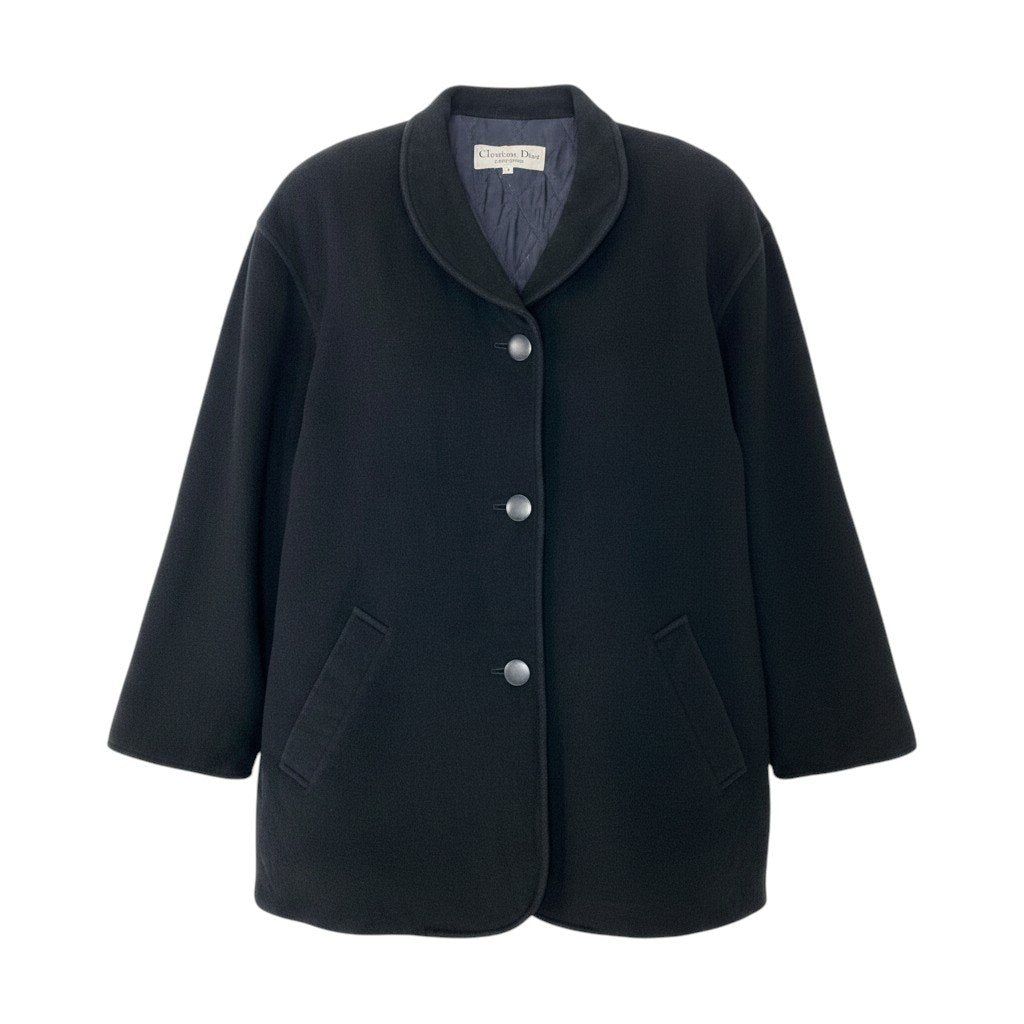 Ef25 Christian Dior クリスチャンディオール 中綿ウールコート ハーフコート サイズM ブラック レディースo07t