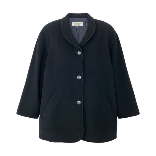 Ef25 Christian Dior クリスチャンディオール 中綿ウールコート ハーフコート サイズM ブラック レディースo07t