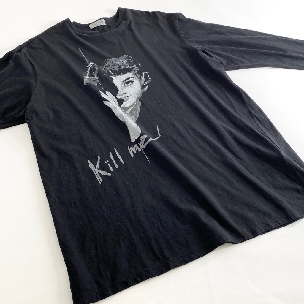 27h7 Yohji Yamamoto POUR HOMME ヨウジヤマモト プールオム 21SS Kill Me Print Big Long Sleeves T-Shirt Tシャツ 3 ブラック オーバーサイズ