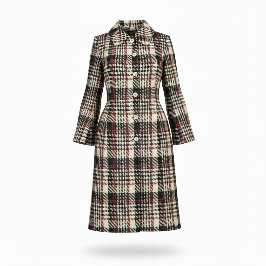 Af8 tricot COMME des GARCONS トリココムデギャルソン AD1996 90s チェック柄 ロングコート 日本製  TO-100060 ブラック レッド ホワイト ポリエステル レディースnu1
