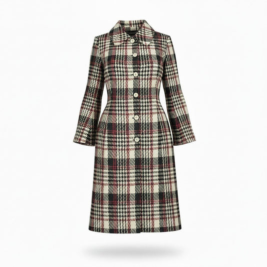 Af8 tricot COMME des GARCONS トリココムデギャルソン AD1996 90s チェック柄 ロングコート 日本製  TO-100060 ブラック レッド ホワイト ポリエステル レディースnu1