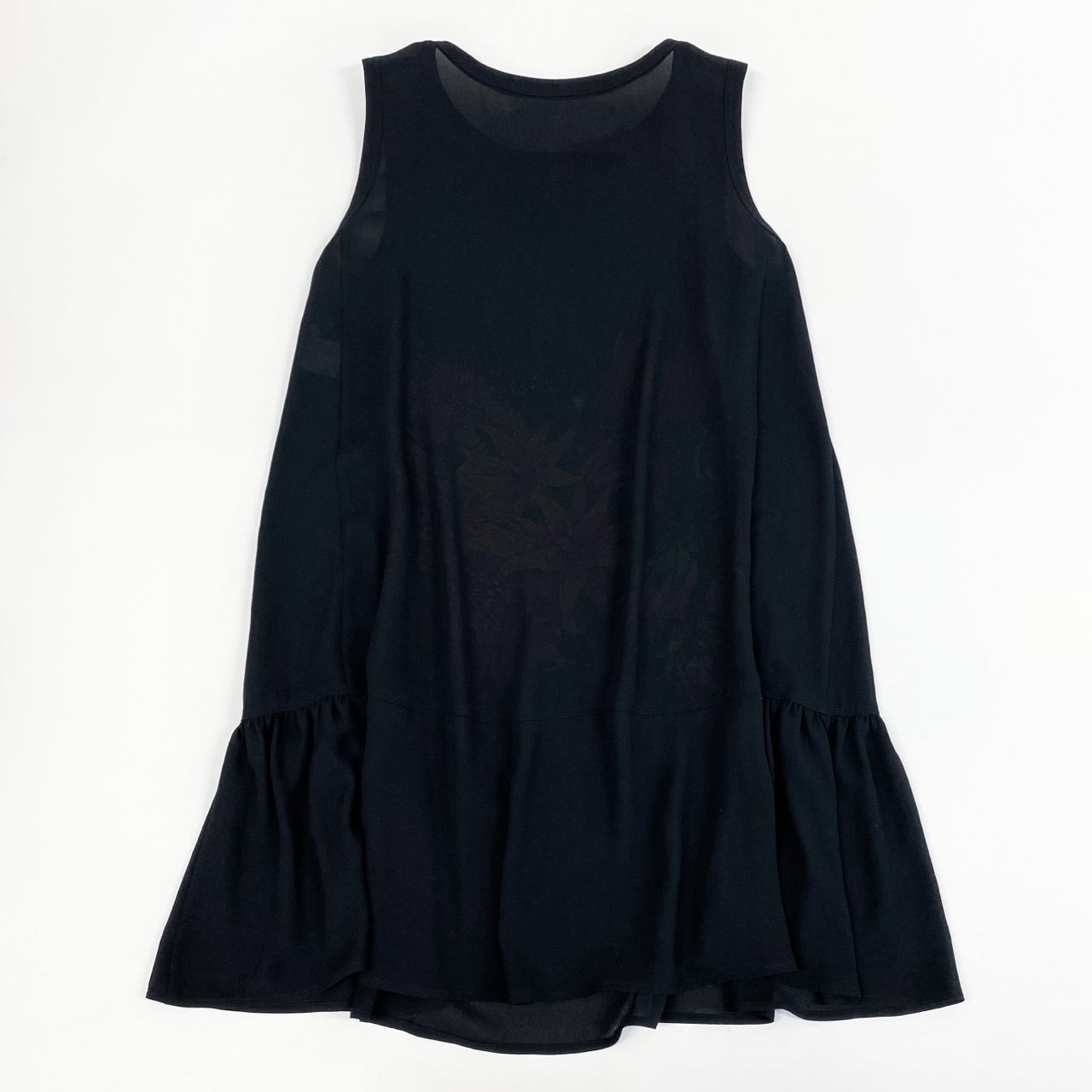 41k26 《美品》 TOKUKO 1er VOL トクコプルミエヴォル ノースリーブ シアーワンピース フレアワンピース 花柄プリント レディース 女性用 9 ブラック ポリエステル100％u02t