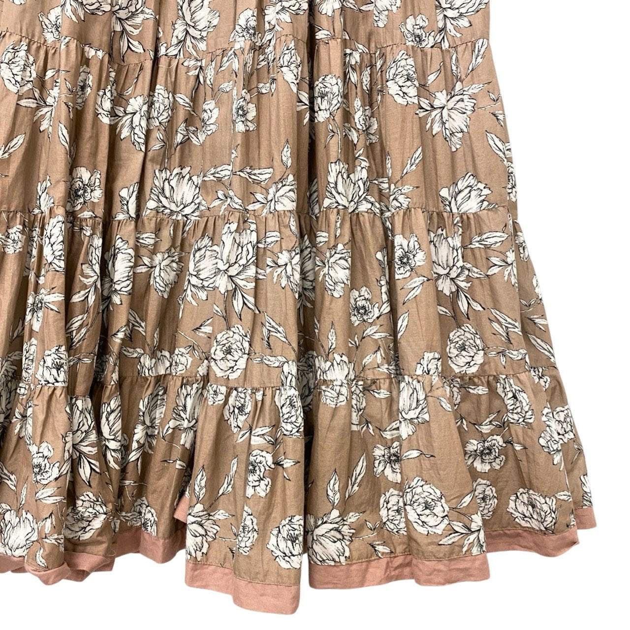 45c6 MARIHA マリハ 草原の虹 ティアードワンピース ノースリーブワンピース フレア 38 ピンク コットン レディースu02t