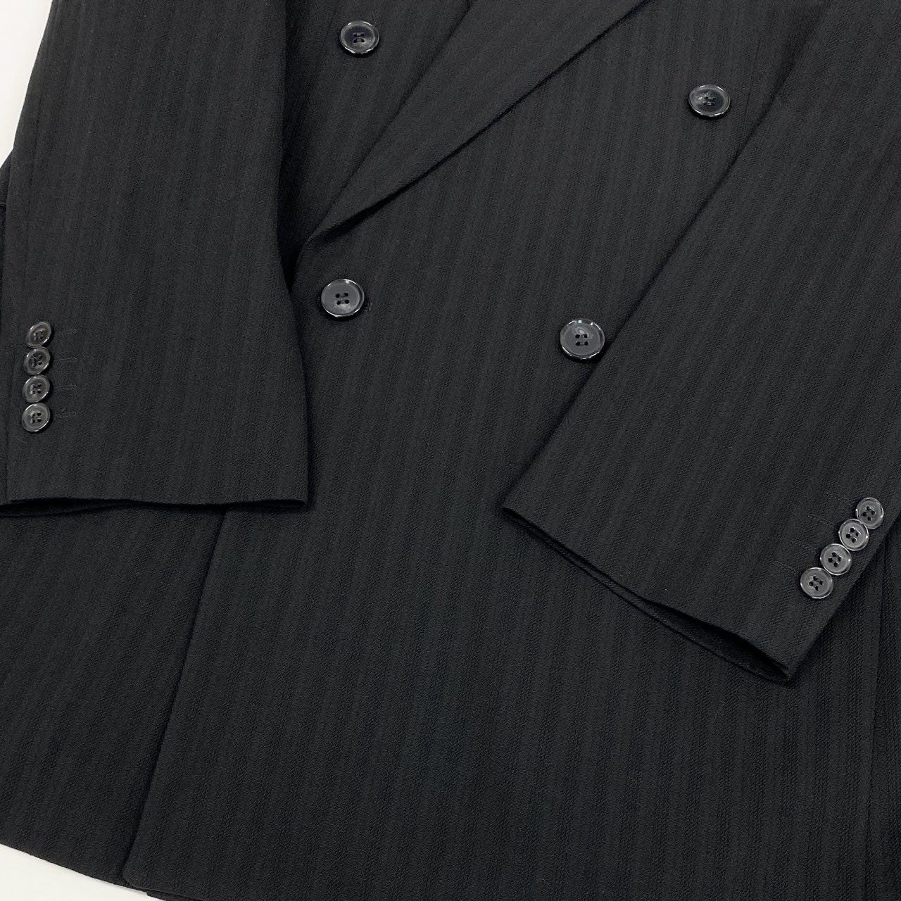 56k27 MEN`S TENORAS メンズティノラス CALZTURE UOMO セットアップスーツ 3ピース スリーピース ダブルブレスト ストライプ柄 メンズ 紳士服 大きいサイズ XL ブラック ウール100％o07t