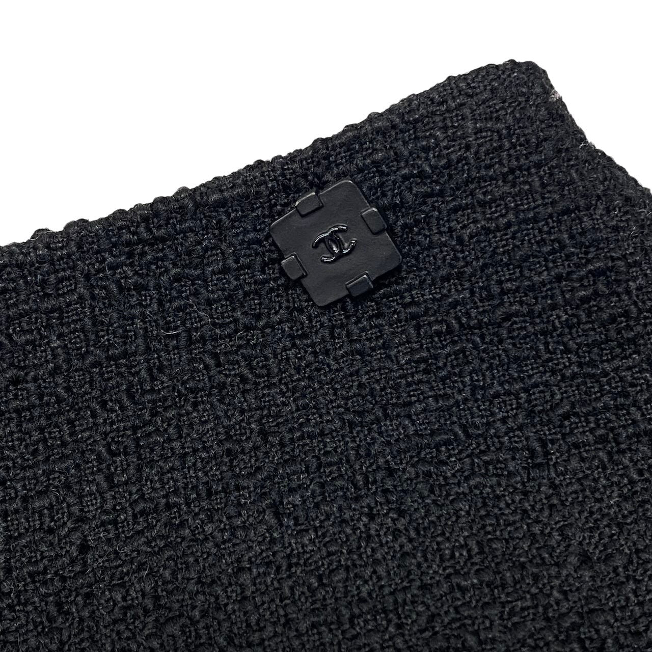 Cg6【美品】CHANEL ツイードスカート ミニスカート ココマークプレート フランス製 P42225 38サイズ ブラック ウール100％ レディース 女性用u02t