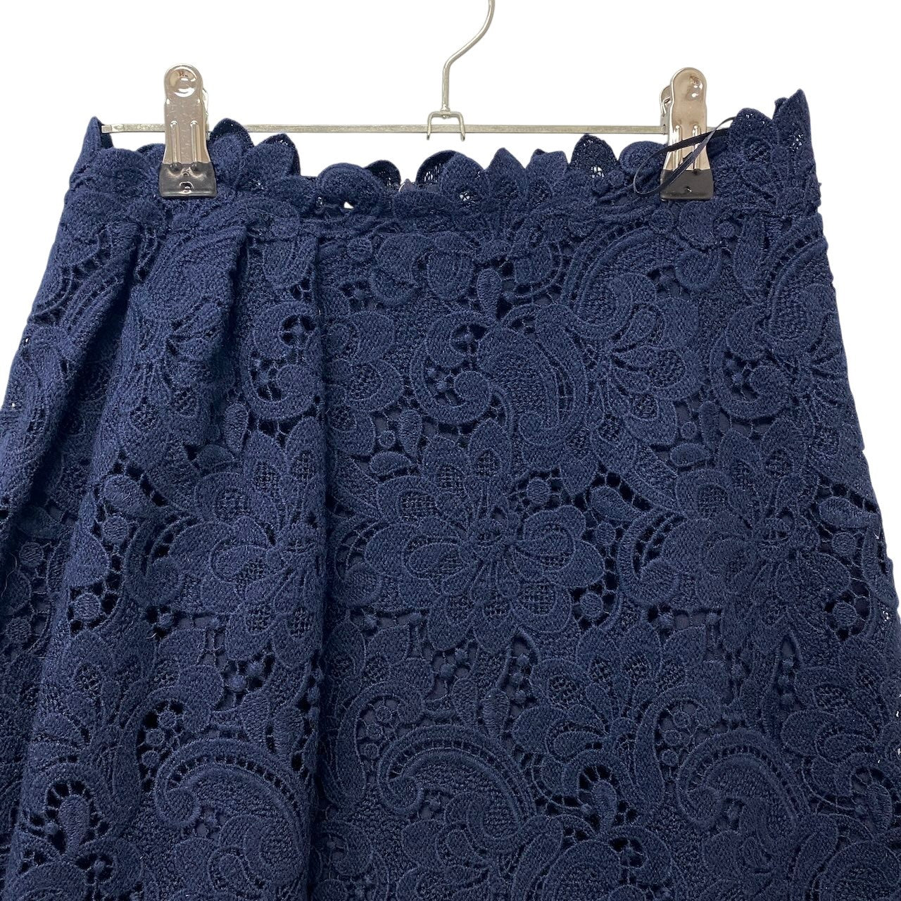 6f18 ERMANNO SCERVINO エルマンノシェルビーノ レーススカート 変形スカート 膝丈 イタリア製 40サイズ ネイビー レディース 女性用u02t