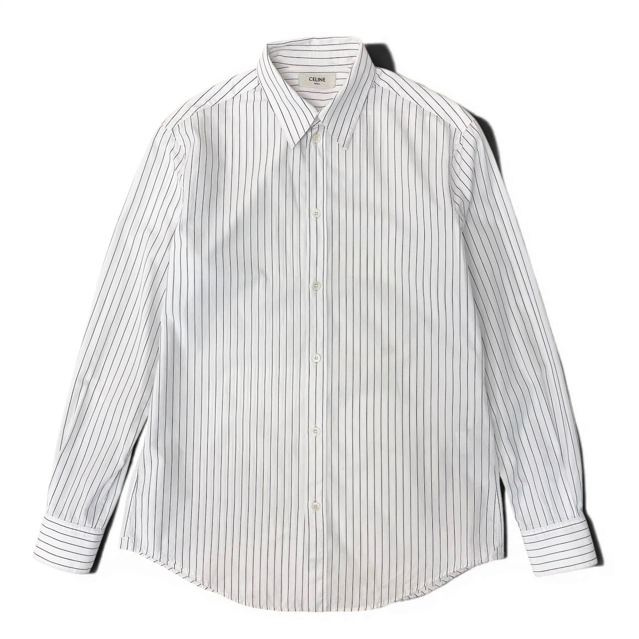 37e28 CELINE セリーヌ Classic Shirt ストライプ コットンポプリン 長袖シャツ 2CO28023F ホワイト コットン100％ メンズ 紳士服o07t