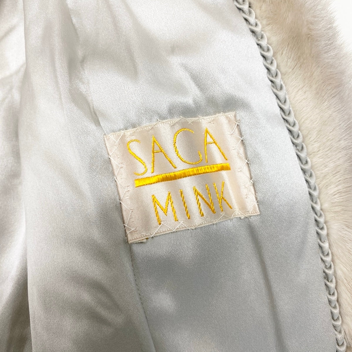 40g13 SAGA MINK サガミンク 毛皮コート 超ロングコート 110cm パールミンク 最高級本毛皮  ホワイト系 MINK FUR レディースu02t