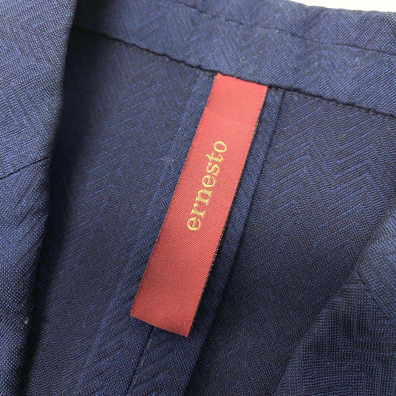 53b22 ernesto エルネスト テーラードジャケット アンコンジャケット ヘリンボーン サイズ46 ネイビー メンズ イタリア製u02t