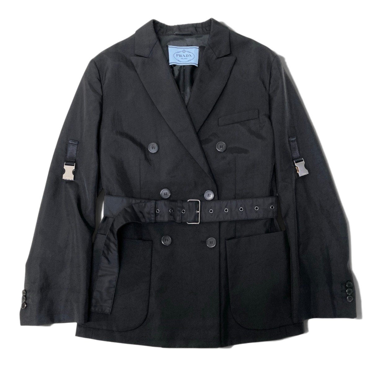 i13 PRADA 2018年 テーラードジャケット 42Sサイズ ブラック ポリアミド100％ レディース 女性用u02t