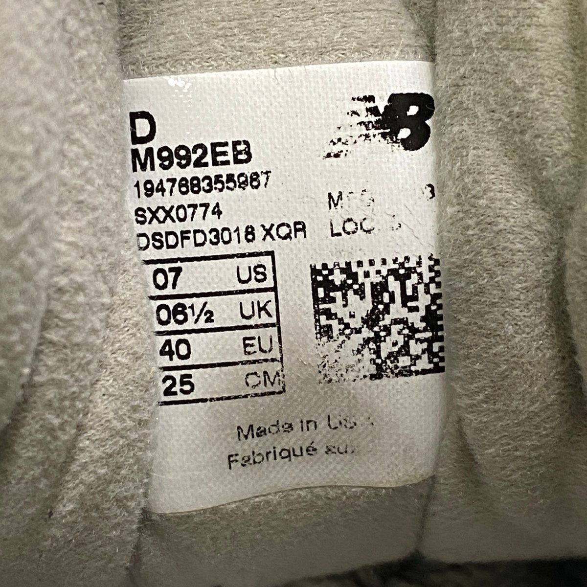 1g1 new balance ニューバランス Made in USA 992 Core ローカットスニーカー シューズ スエード M922EB 25cm ブラック グレー ホワイト メンズ 紳士靴o07t