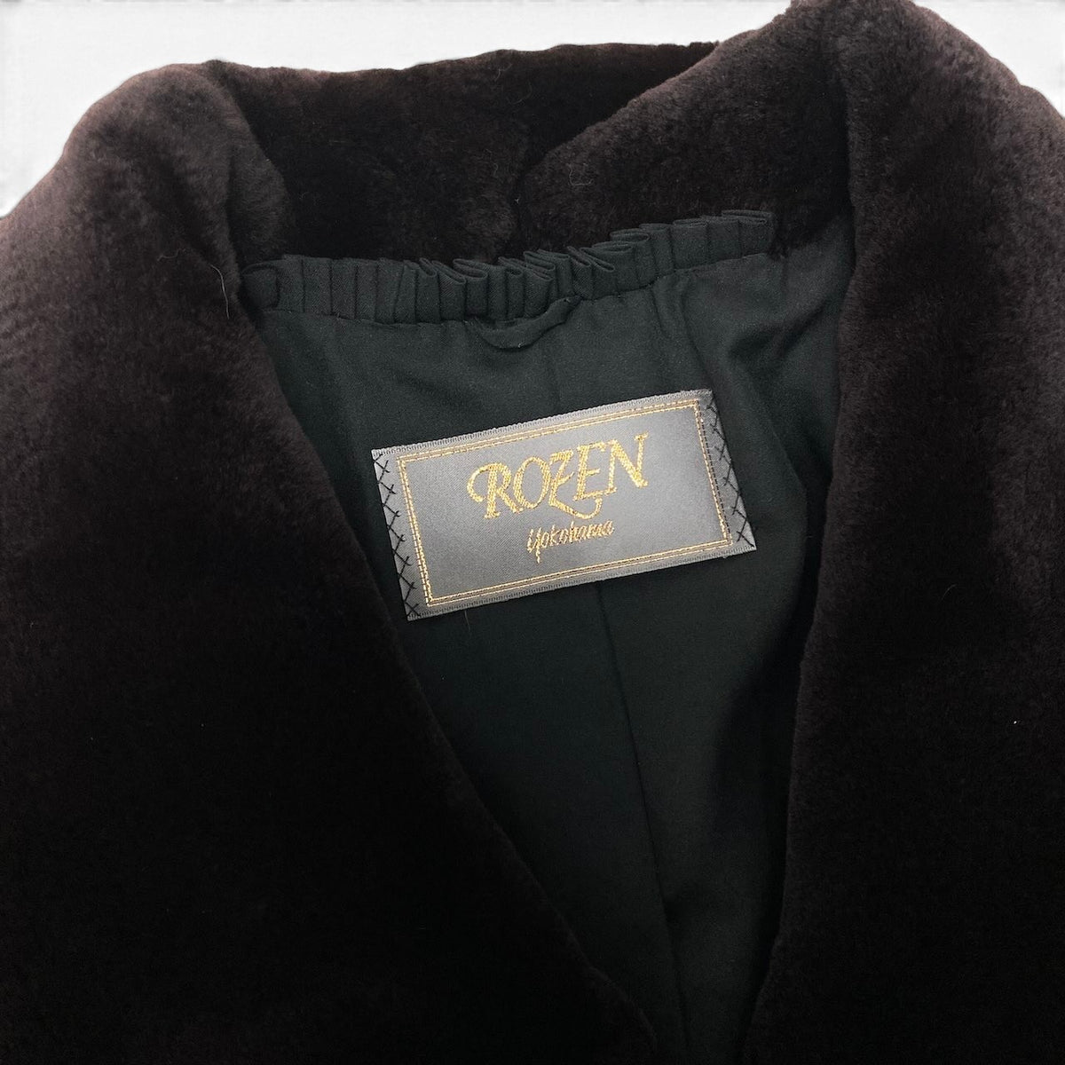 58i20 ROZEN シェアードミンク ロングコート サイズF ダークブラウン 本毛皮 Shared Mink Fur Long Coat リアルファーt18r