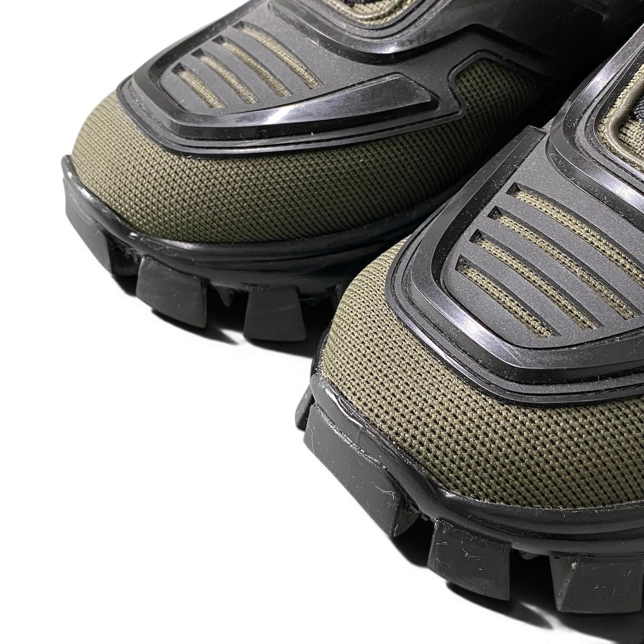 3e21 PRADA プラダ CLOUDBUST THUNDER メッシュスニーカー ボリュームソール イタリア製 メンズ 男性用 37 1/2 カーキ ブラックo07t