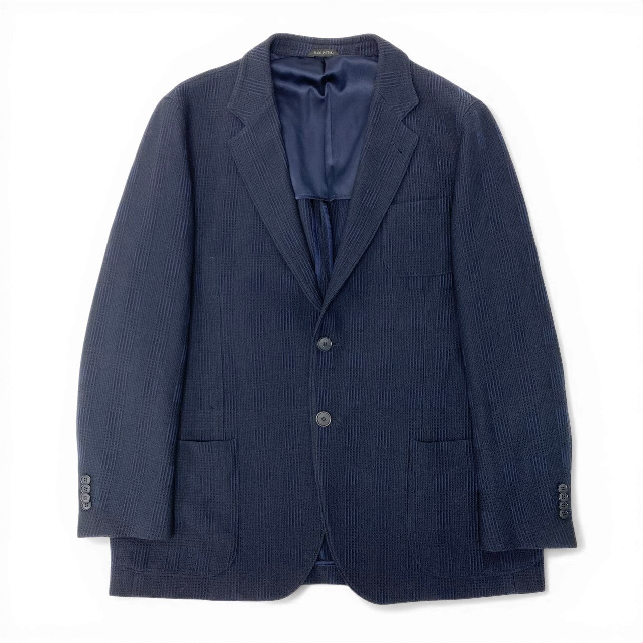 42c26 GIORGIO ARMANI ジョルジオアルマーニ テーラードジャケット  ブレザー チェック柄 アウター 60Rサイズ ネイビー メンズ 大きいサイズu02t