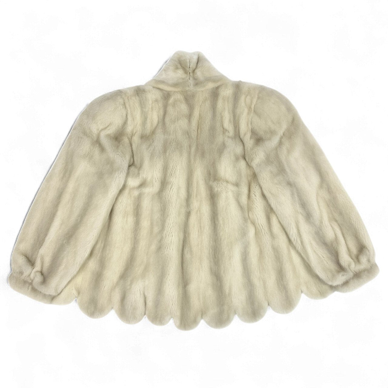 7k14 毛皮コート ファーコート ミンクファー ハーフコート フリル パールミンク Fサイズ アイボリー レディースu02t