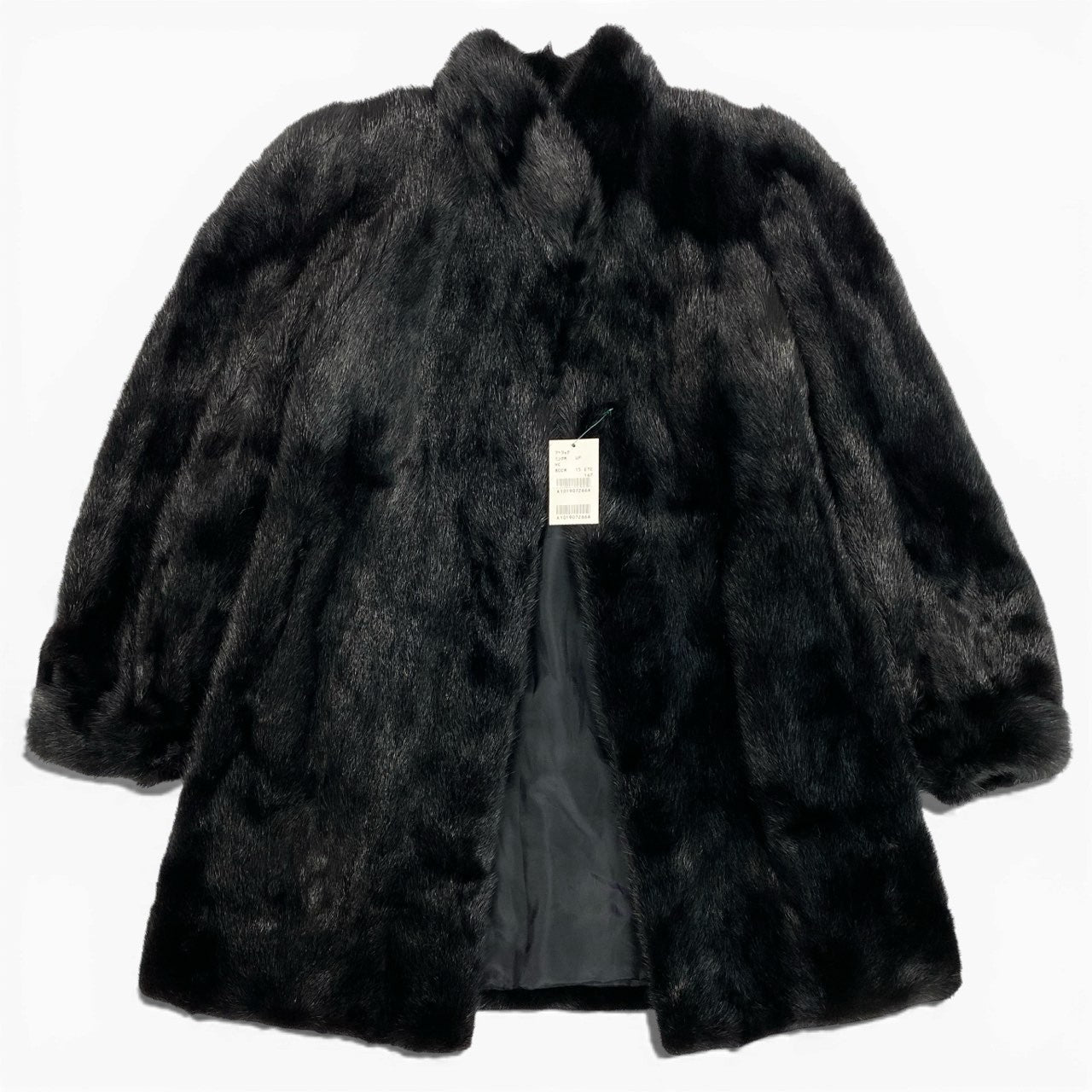 20a22【美品】 ダークミンク ロングコート ミンクコート 逆毛 レディース 女性用 サイズ15 ブラック系 ミンクファー 本毛皮u02t