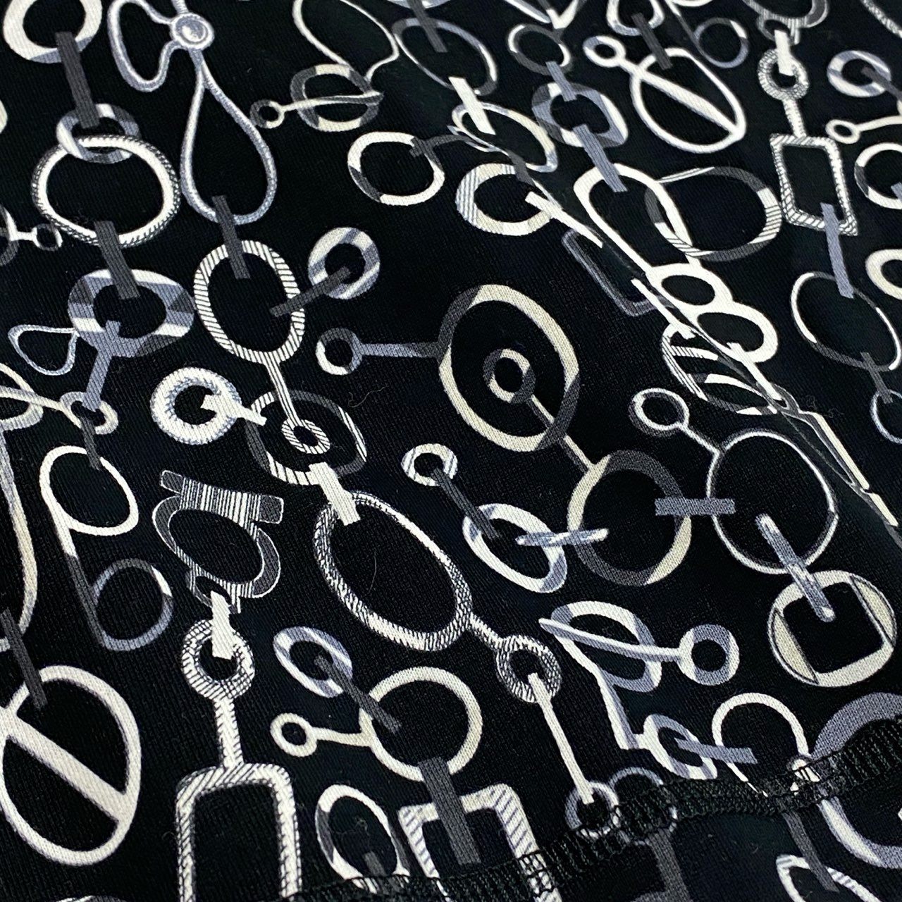 5L23 【新品保管品】HERMES エルメス 23AW Do Re Boucles T-shirt 半袖Tシャツ 総柄 3H4624DR 36サイズ ブラック コットン100％ レディースo07t