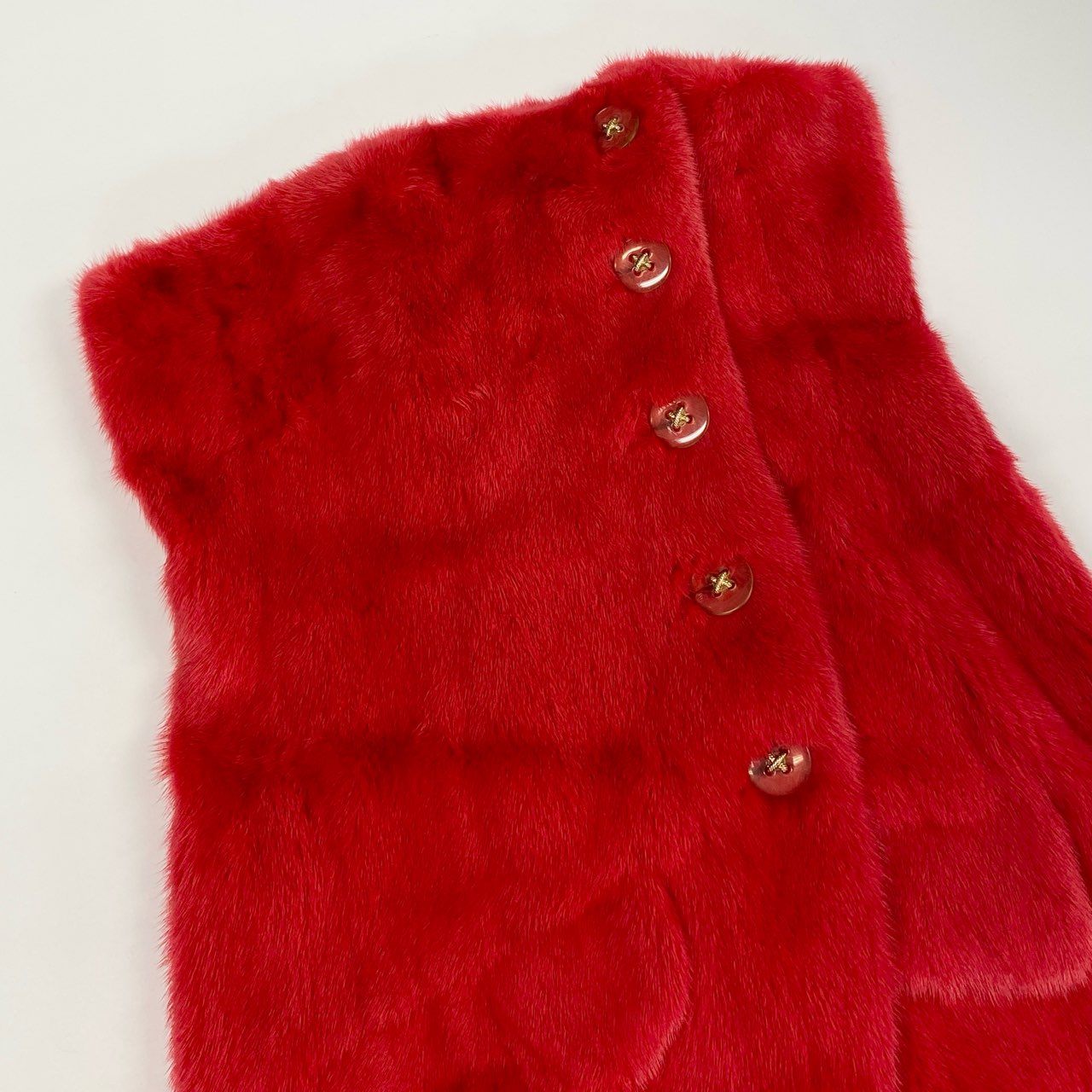 20k2《超希少》 Pellicce Moda ペリーチェモーダ 染めミンク チューブトップ ワンピース レッド 最高級本毛皮 MINK FUR ドレスt18r
