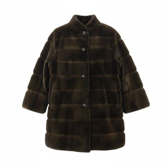 72L9 VALENTINO ヴァレンティノ × MITSUKOSHI 三越 シェアードミンク ロングコート サイズF ブラウン 最高級本毛皮 MINK FURt18r